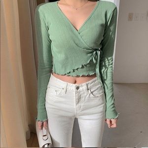 Light Green Wrap Top
